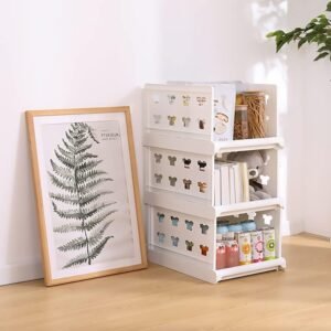 3 Layer Stackable Multifunctional Storage,for Clothes Foldable Drawer Shelf