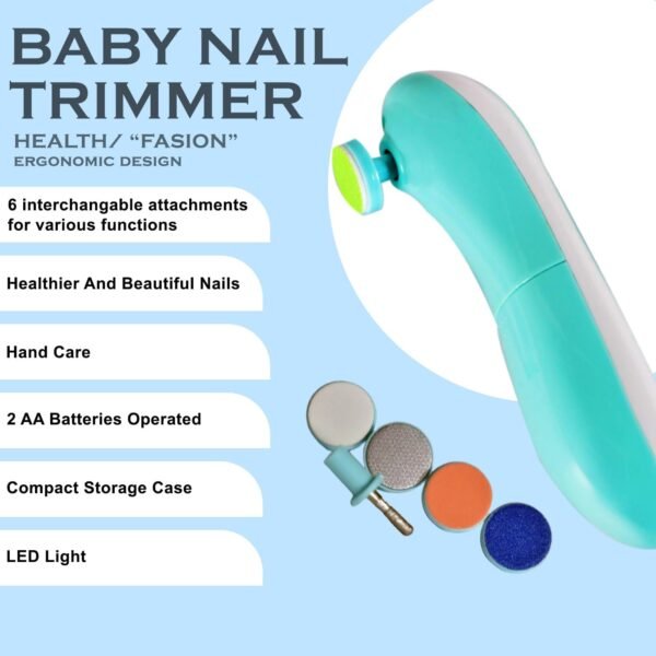 Baby Nail Trimmer / Clippers | 6 Grinding Head (Multi Color / 1 Pc / Battery