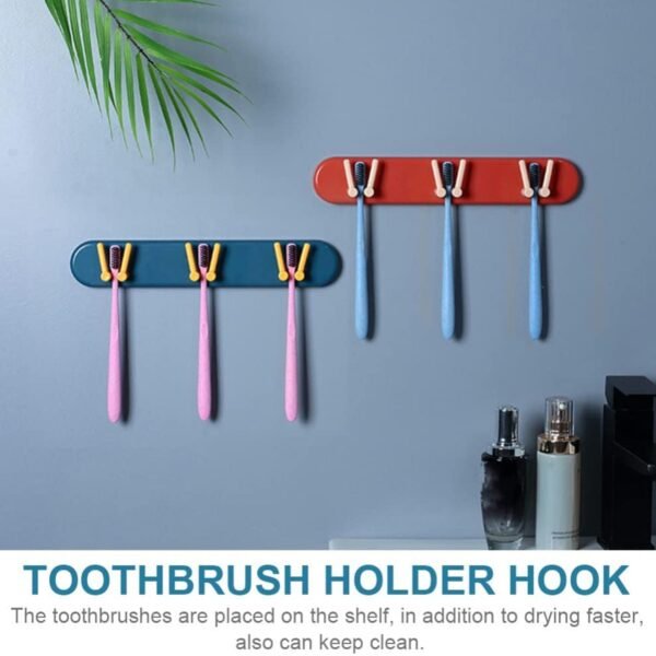 Toothbrush Holder Plastic Bathroom Accessories Organizer Wall Mounted Hanging - Image 3