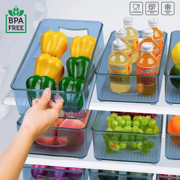 Plastic Refrigerator Organizer Bins, Set Of 2 Stackable Fridge Organizers with - Image 3