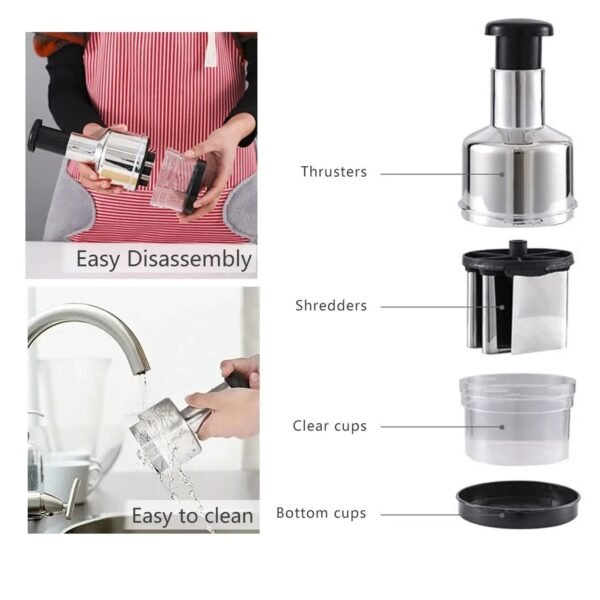 Food Cutter, Multifunctional Stainless Steel Blade Onion Cutter Food Vegetable - Image 3