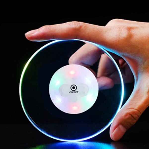 Colorful LED Cocktail Coaster, Round Ultra-Thin LED Drink Coaster (1 Pc) - Image 3