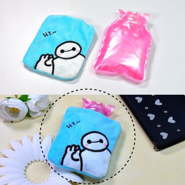 Blue Baymax Small Hot Water Bag with Cover for Pain Relief - Image 4