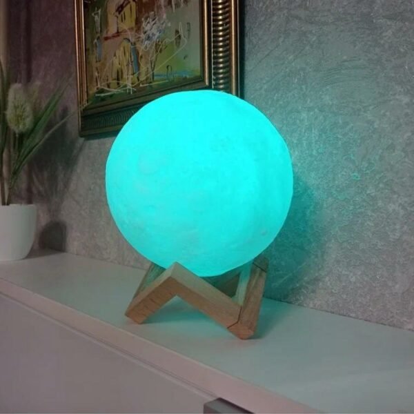 Moon Night Lamp Blue Color with Plastic Stand (15 x12 Cm / 1 Pc) - Image 4