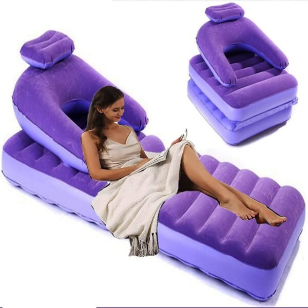 2 in 1 Air Mattress & Lounger, Portable Inflatable Mattress Air Sofa With Air - Image 3