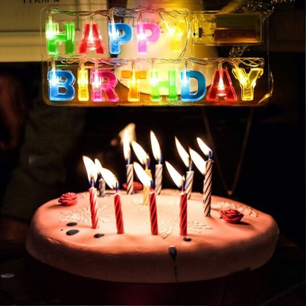 Decoratives Plastic Happy Birthday 13 LED Letter Battery Operated String - Image 3