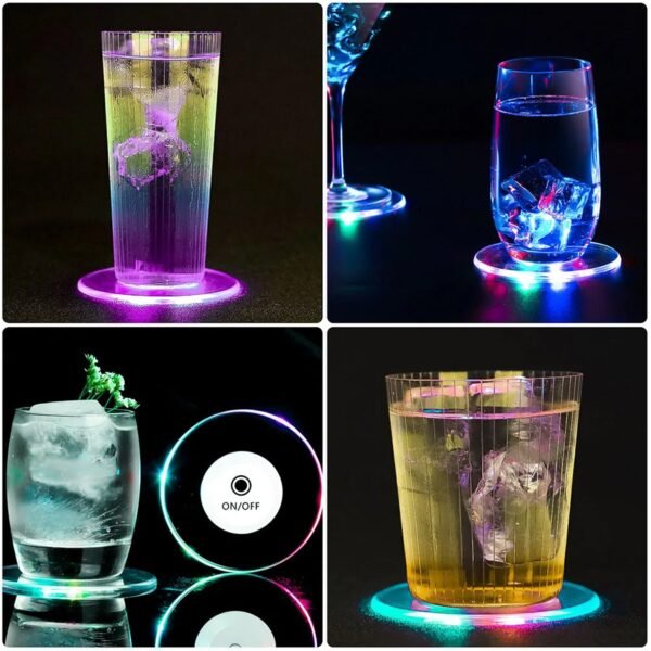 Colorful LED Cocktail Coaster, Round Ultra-Thin LED Drink Coaster (1 Pc) - Image 4