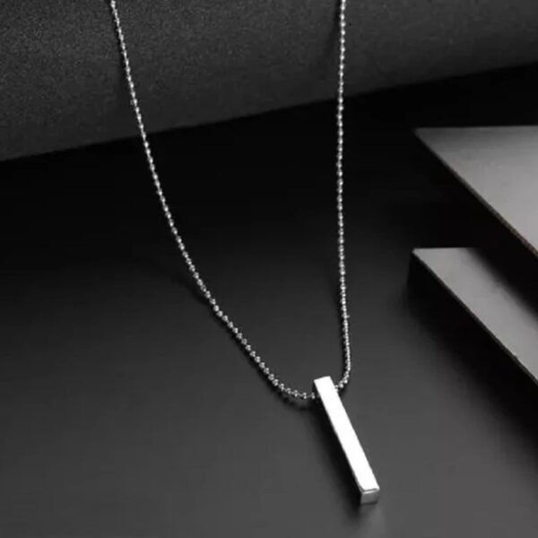 Plain Stick Shape Locket With Chain Stainless Steel Necklace (1 Pc) - Image 4