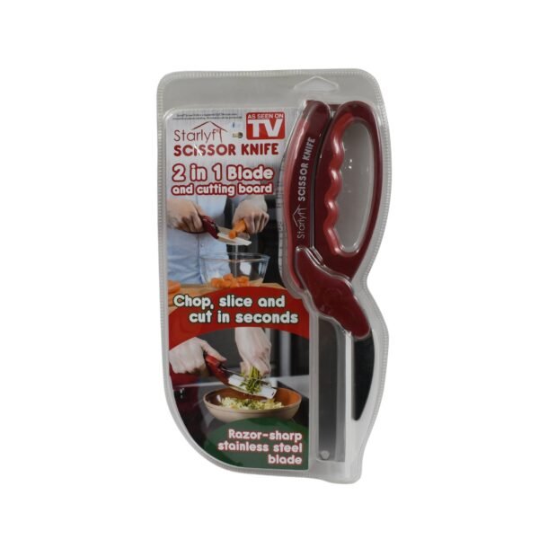 2 in 1 Kitchen Knife Scissor with Spring Locking Hinge and Chopping Board (1 Pc - Image 5