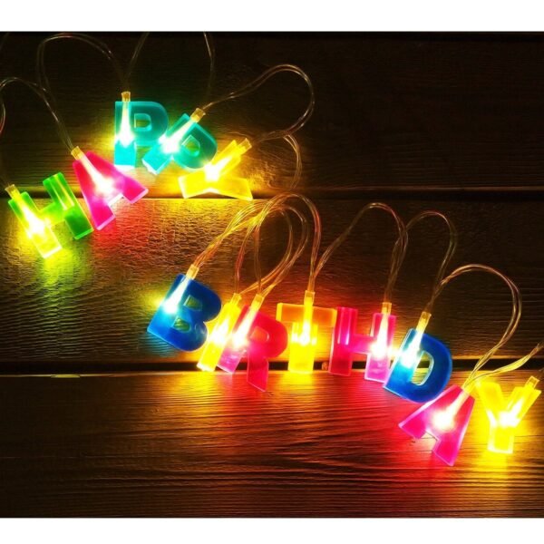 Decoratives Plastic Happy Birthday 13 LED Letter Battery Operated String - Image 4