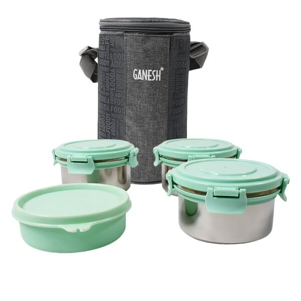 Ganesh 4In1?Tiffin Box-Lunch Box | 3 Stainless Steel Containers 300 Ml Approx & - Image 4