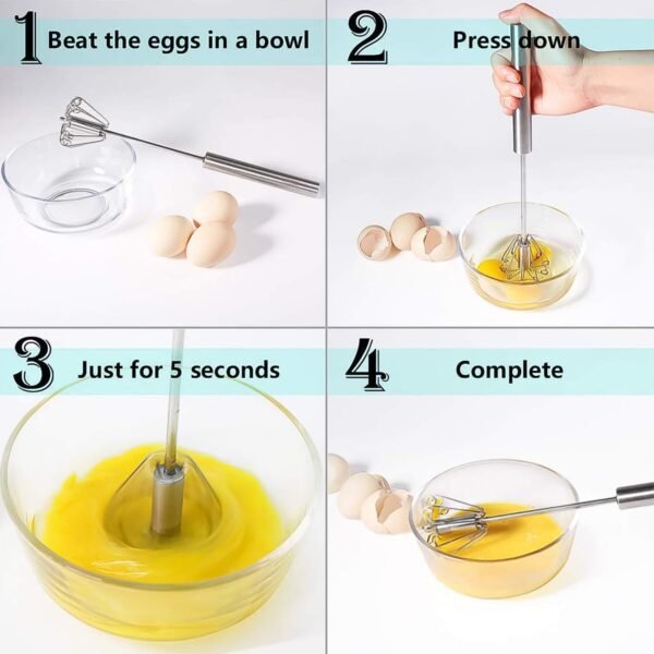 Hand Push Mixer, Egg Whisk, Stainless Steel Blender (1 Pc) - Image 3