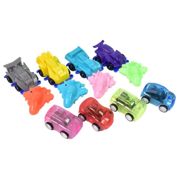 Mini Pull Back Car & Aeroplane Plastic Pull Back Car Cartoon Toys (12 Pcs Set) - Image 5