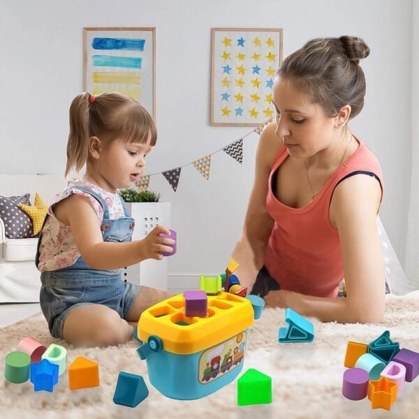 Baby First Block Set for Kids Non-Toxic Abcd Geometric Shape Sorting & Stacking - Image 5