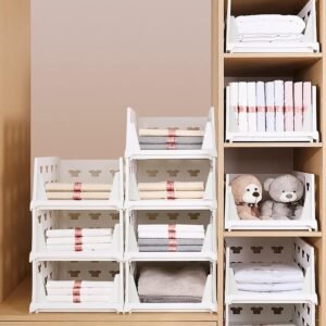 4 Layer Stackable Multifunctional Storage,for Clothes Foldable Drawer Shelf
