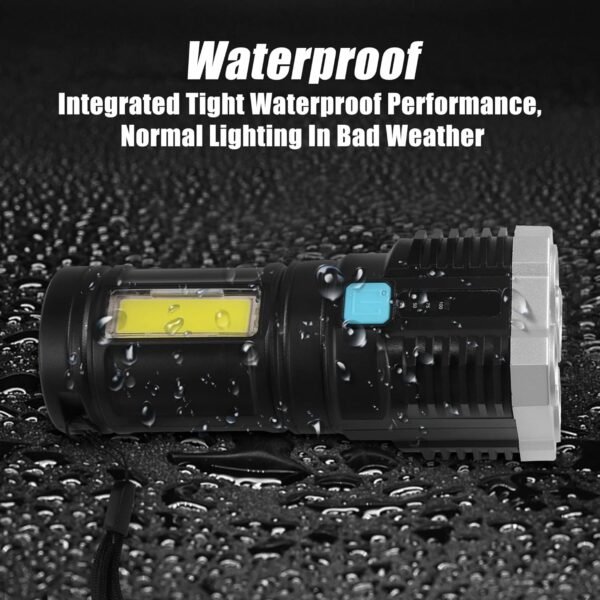 Multifunctional Strong 4 LED Torch Light, Portable Rechargeable Flashlight Long - Image 4