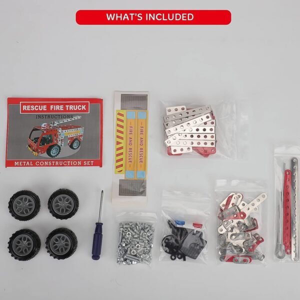 Metal DIY Fire Truck Building Blocks for Kids (Fire Truck / 292pcs of truck - Image 3