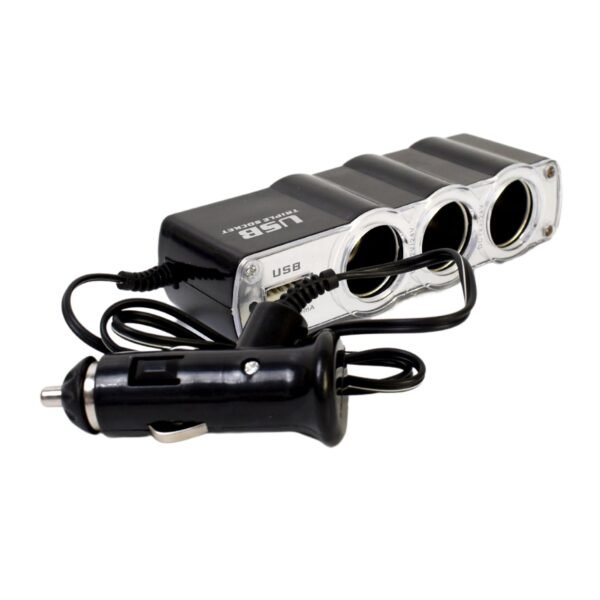 Triple 3 Way Car 12v Lighter Socket Splitter USB Charger Power Adapter - Image 5