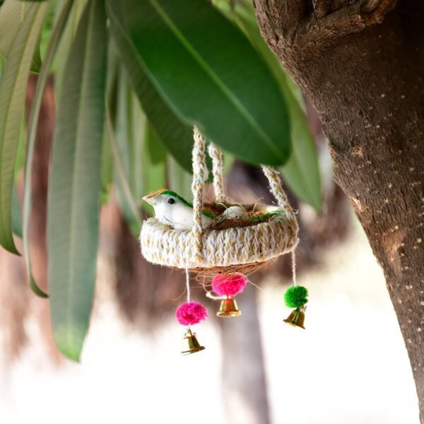 Artificial Jute Hanging Birds Nest Jhumar Chidiyan Ka Ghosla - Image 3