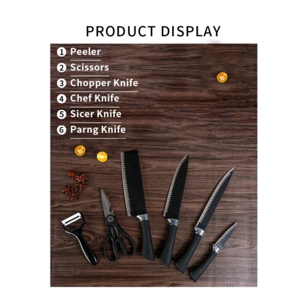 Stainless Steel Knife Set With Chef Peeler And Scissor (6 Pieces) - Image 4