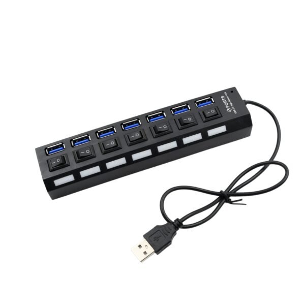 USB Splitter Multi Port USB 2.0 Hub, 7 Port with Independent On/Off Switch and - Image 5