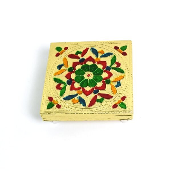 Handicraft Wood Chowki for Pooja , Wooden Bajot for Sitting, Multipurpose Stool - Image 5