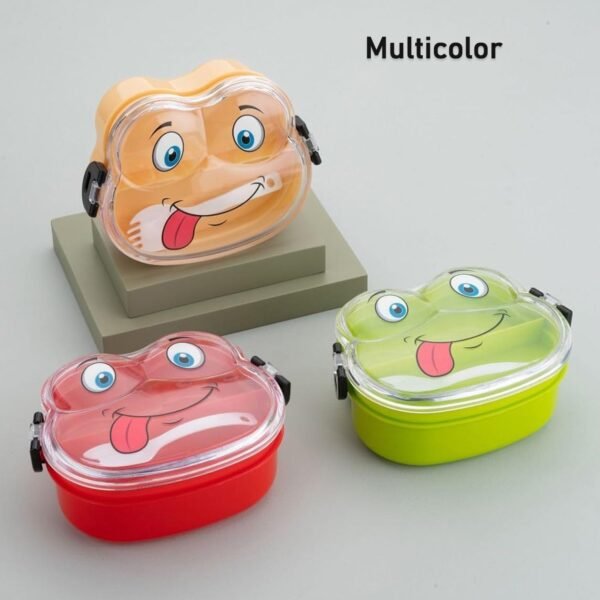 Double Layer Froggy Shape Lunch Box with Spoon (1 Pc / Mix Color) - Image 5