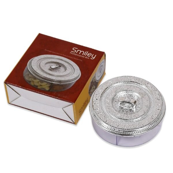 Round Smiley Multi Purpose 4 Compartment Box For Home & Kitchen Use - Image 5