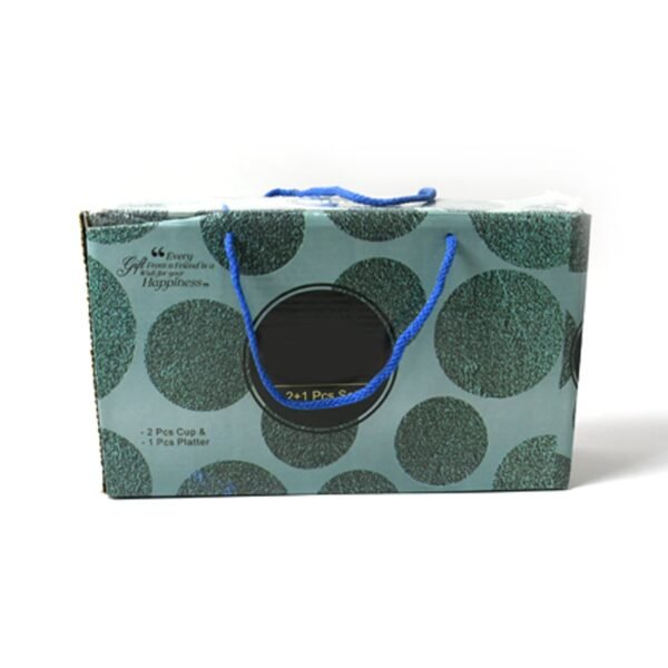 Ceramic Tea/Coffee Cup Set - Alpino 3-Piece with 2-Compartment Serving Platter - Image 4