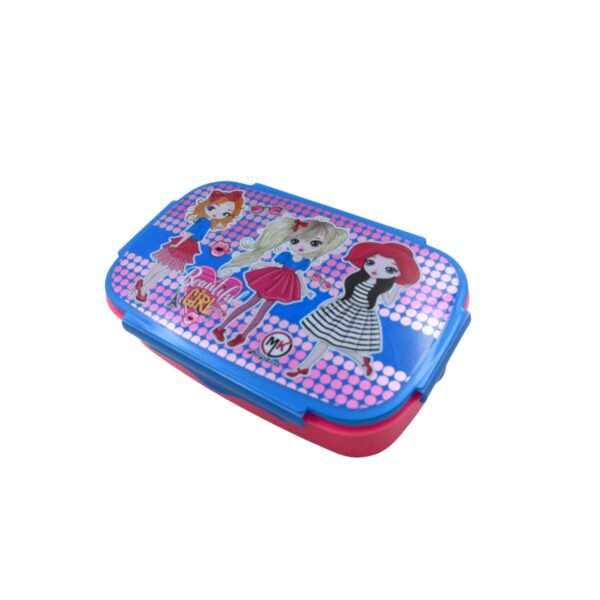 Cartoon Printed Plastic Lunch Box With Inside Small Box & Spoon for Kids, Air - Image 4