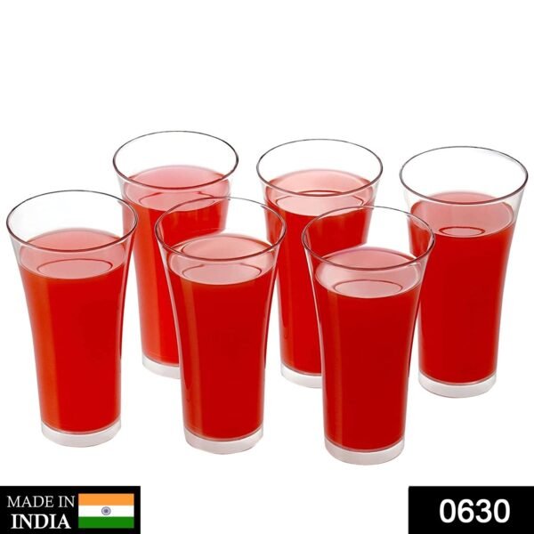 Stylish look Plastic Juicy Glass, Transparent Glasses Set 300ml (6pcs) - Image 2