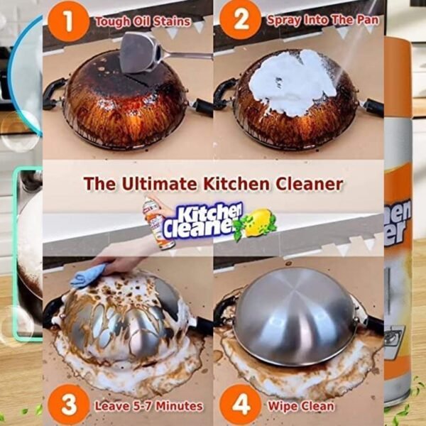 Multipurpose Bubble Foam Cleaner Kitchen Cleaner Spray Oil & Grease Stain - Image 5