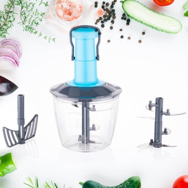 6 Blades Manual Hand-Press Vegetable Chopper (1100 ML) - Image 2