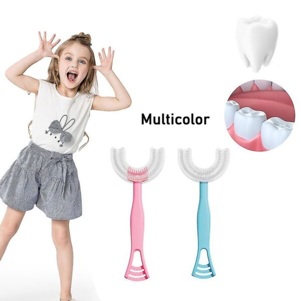 2 In1 U-Shape Silicone Manual Toothbrush & Tongue Scraper Cleaner Brush (1 Pc) - Image 3