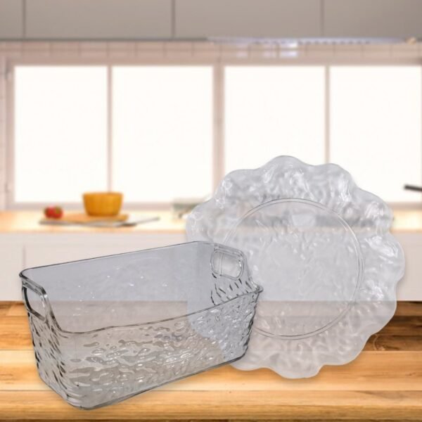 Plastic Household Flower Design Plates Dinner Plates Dish Tray (10 Pcs Set) - Image 5