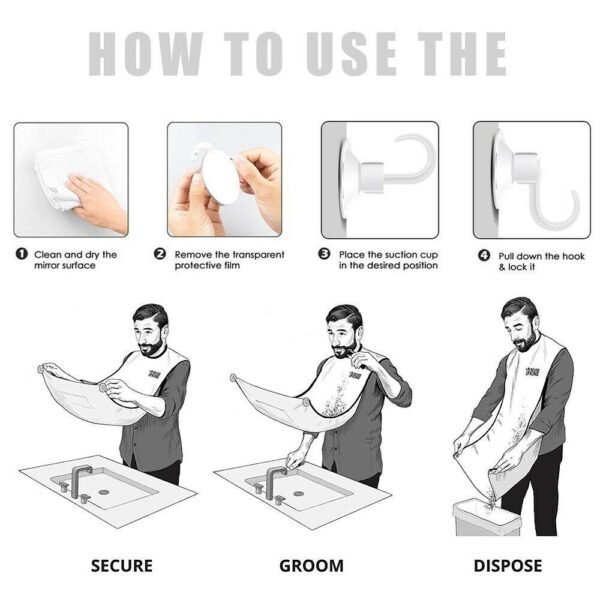 Black Beard Apron Hair Clippings Catcher Grooming Bib - Image 5