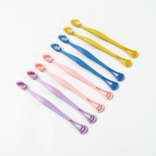 2-in-1 Tooth Brush with Tongue Scraper, Soft Bristle & Long Handle (8Pcs) Soft - Image 4