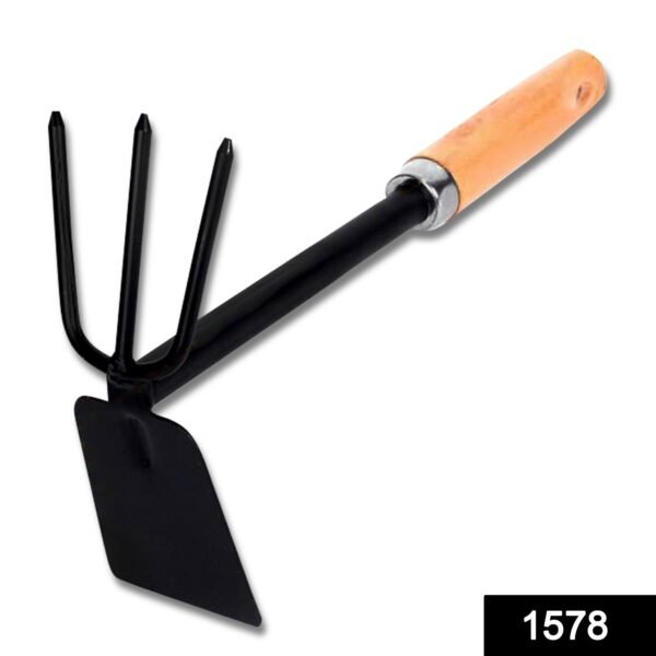 2 in 1 Double Hoe Gardening Tool with Wooden Handle - Image 2