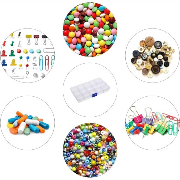 15-Grid Clear Plastic Jewelry Organizer Box with Dividers (1 Pc) - Image 5