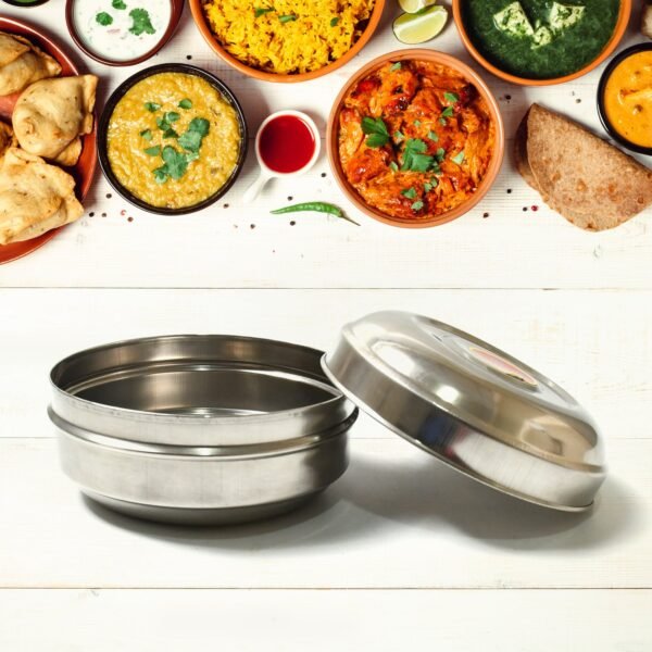 Multi-Purpose Stainless Steel Round Shape Tiffin Box - Small Gift For Baby Girl - Image 3