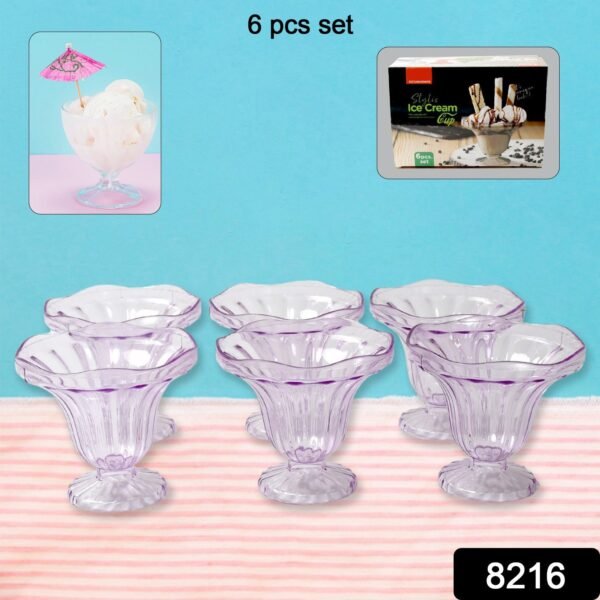 Crystal Plastic Ice-Cream Bowl, Home & Kitchen Serving Platter or Dessert Cup - Image 2