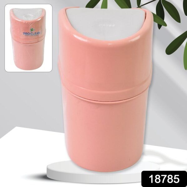 Mini Trash Can, Dustbin Plastic Garbage Can with Lid (1 Pc) - Image 2