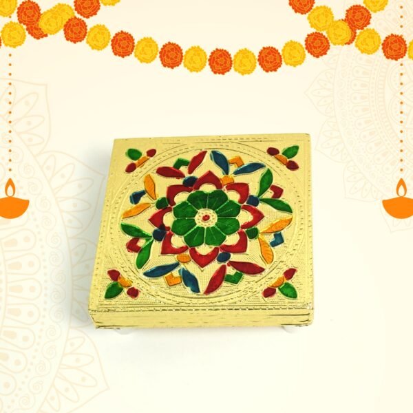 Handicraft Wood Chowki for Pooja , Wooden Bajot for Sitting, Multipurpose Stool