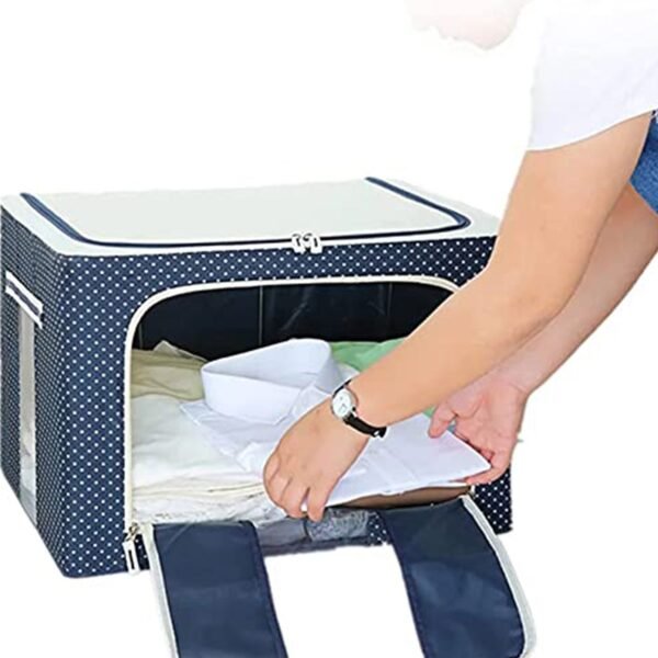 Foldable Steel Frame Clothes Living Storage Organizer Handled Bag - Image 5