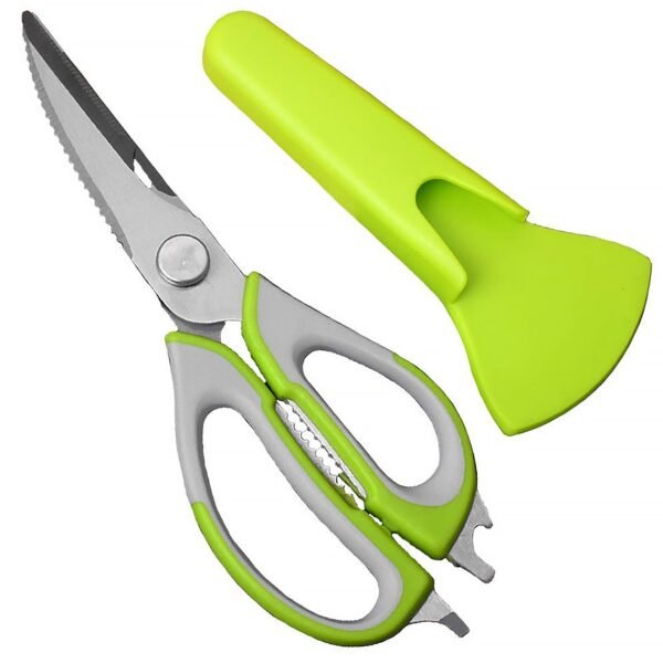 Multi-Purpose Kitchen Shears with Magnetic Holder, Stainless Steel, Red - Image 4