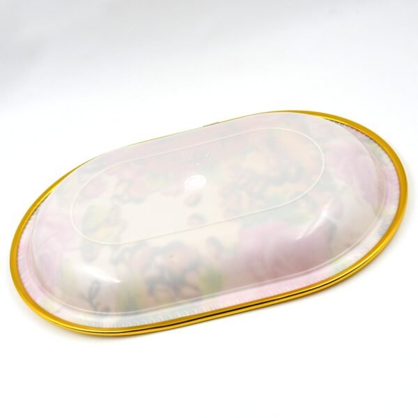 Small Plastic Flower Printed Design Serving Tray (1 Pc / 27 x 18 CM / Mix Color) - Image 5