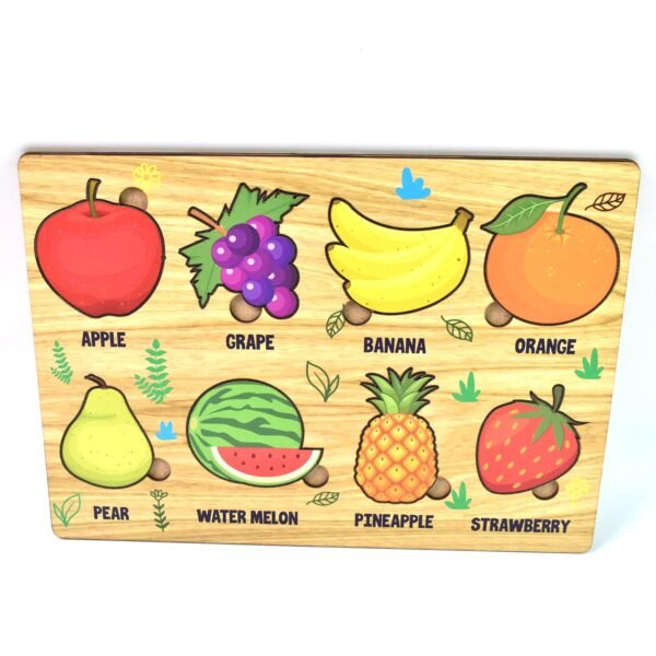 Wooden Fruits Puzzle Learning Educational Board (1 Set / 28 x 20 Cm) - Image 5