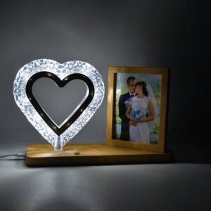 Heart Shape Cystal Led Lamp & Photo Frame Night Lamp | Wedding Gift | love
