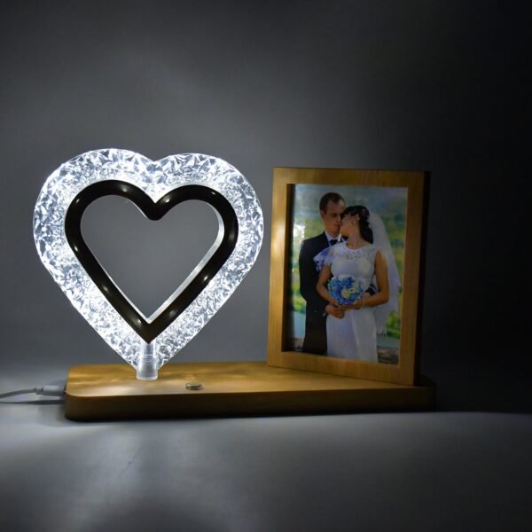 Heart Shape Cystal Led Lamp & Photo Frame Night Lamp | Wedding Gift | love