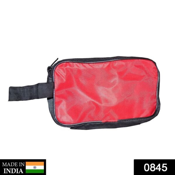 Portable Travel Hand Pouch / Shaving Kit Bag for Multipurpose Use (Red) - Image 2
